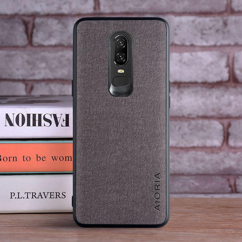 

Textile Leather Case for Oneplus 6 soft TPU with back hard PC material camera protection design cover for Oneplus 6