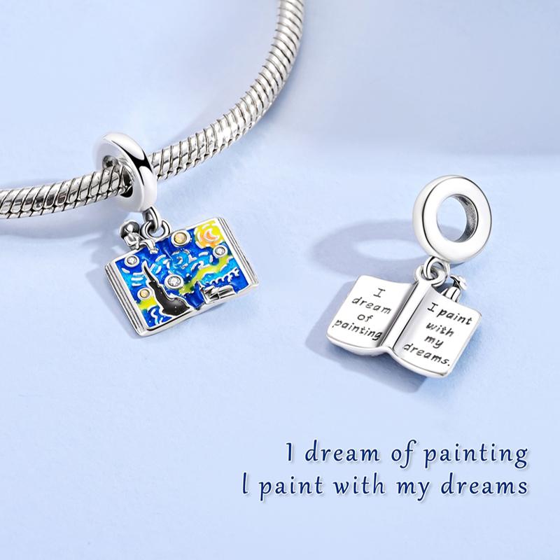 Original Copper Charms Bead Pendant Bear Puppy Love Starry Night Charms Fit Bracelet Bangle Women Diy Jewelry Gift