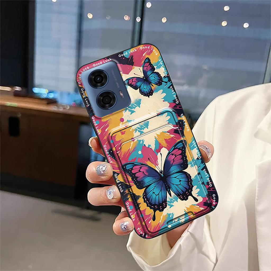 Cartoon Durable Phone Case For MOTO G24 Power Back Cover Card Bag Full Wrap TPU Soft Case Shockproof Anti-dust Silicone