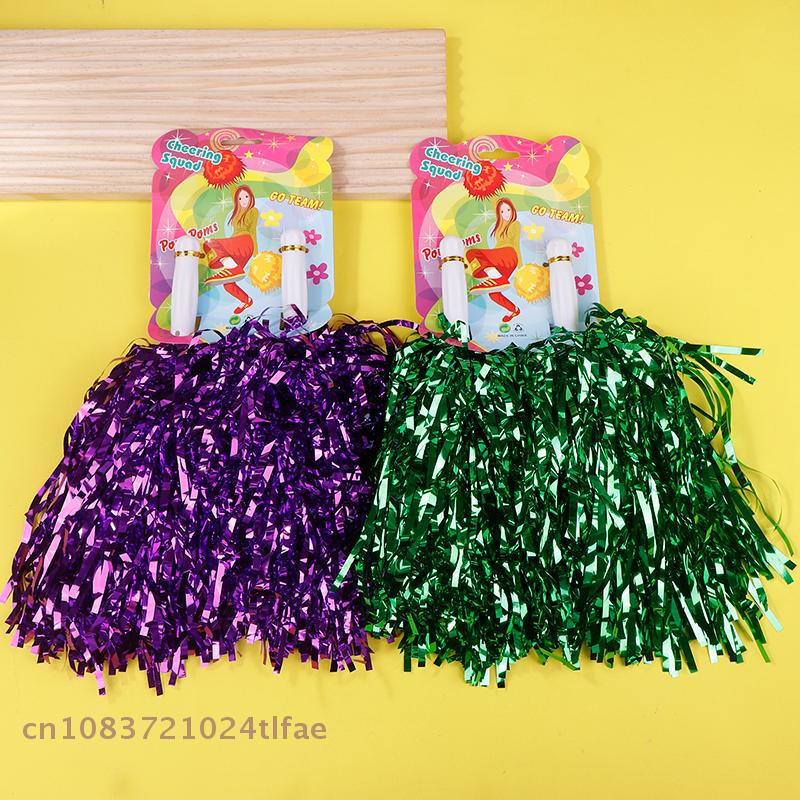 1Pair Cheerleading Pom Poms, Non-Fading Metallic Streamer, Suitable for Kids & Adults, Dancing Team Sports