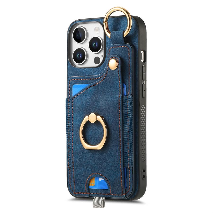 Dönebilen Yüzük Standlı Tutucu Telefon Kılıfı Kart Tutucu ve Manyetik Araç Montajı ile iPhone Samsung Xiaomi Google için Deri Telefon Kılıfı