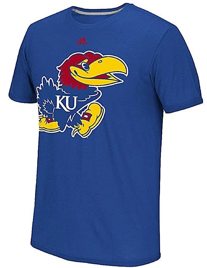 Adidas Kansas Jayhawks Royal Synthetic Huge Preferred Logo Climalite T shirt S