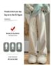 Japanese Fleece-Lined Rainbow Sticky Rice Pants: Petite Autumn/Winter Casual Knit Wide-Leg 145-150