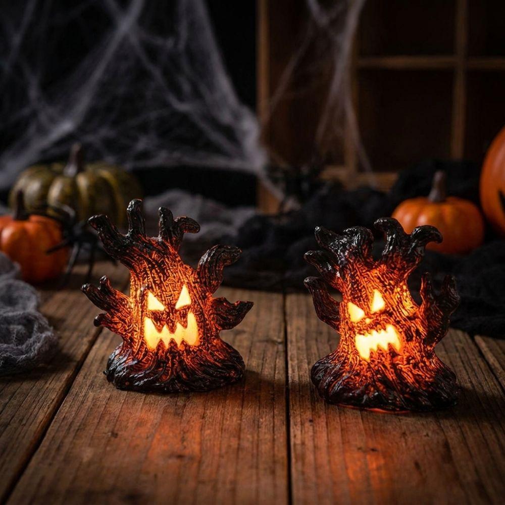 Glow Effect Scary Tree Stump Lamp Mini Tree Stump LED Ghost Decor Lights Window Holiday