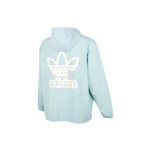 adidas Letter Logo Print Colorblock Hooded Loose Jacket Men’s Light Green