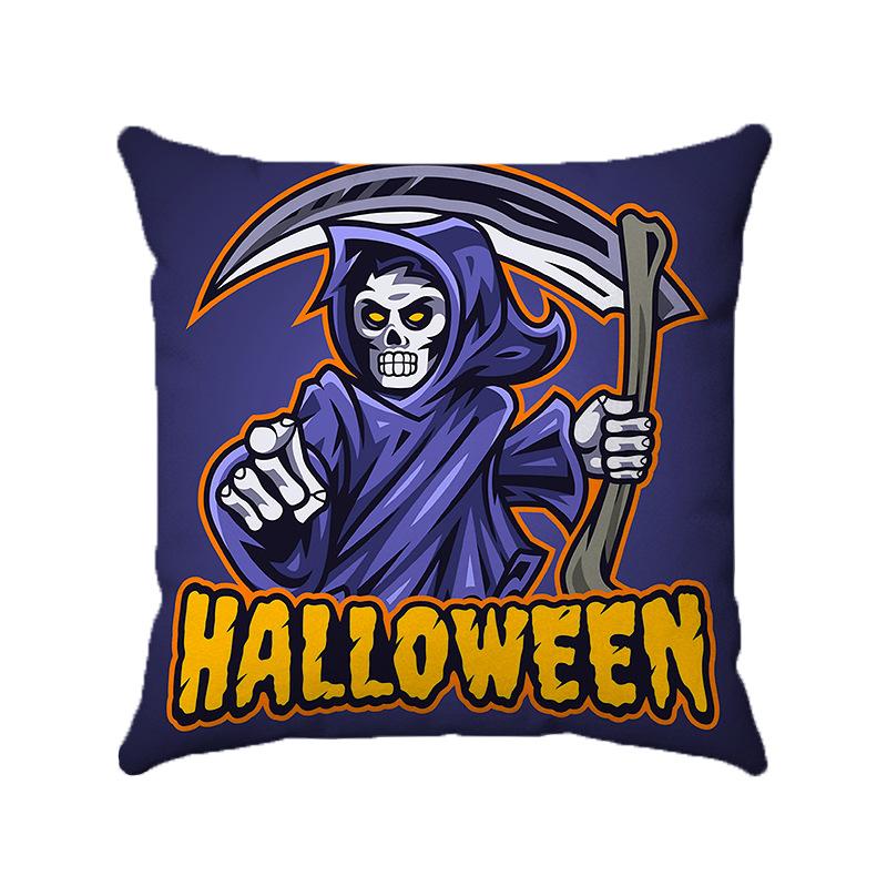 Cartoon Halloween Design Digital Printing Short Plush Pillow Covers Decorative For Car Sofa Office Cushion Cover Home Goods