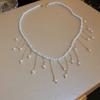 French round long multi-layer pearl ingot necklace temperament collarbone chain sweater chain necklace jewelry women