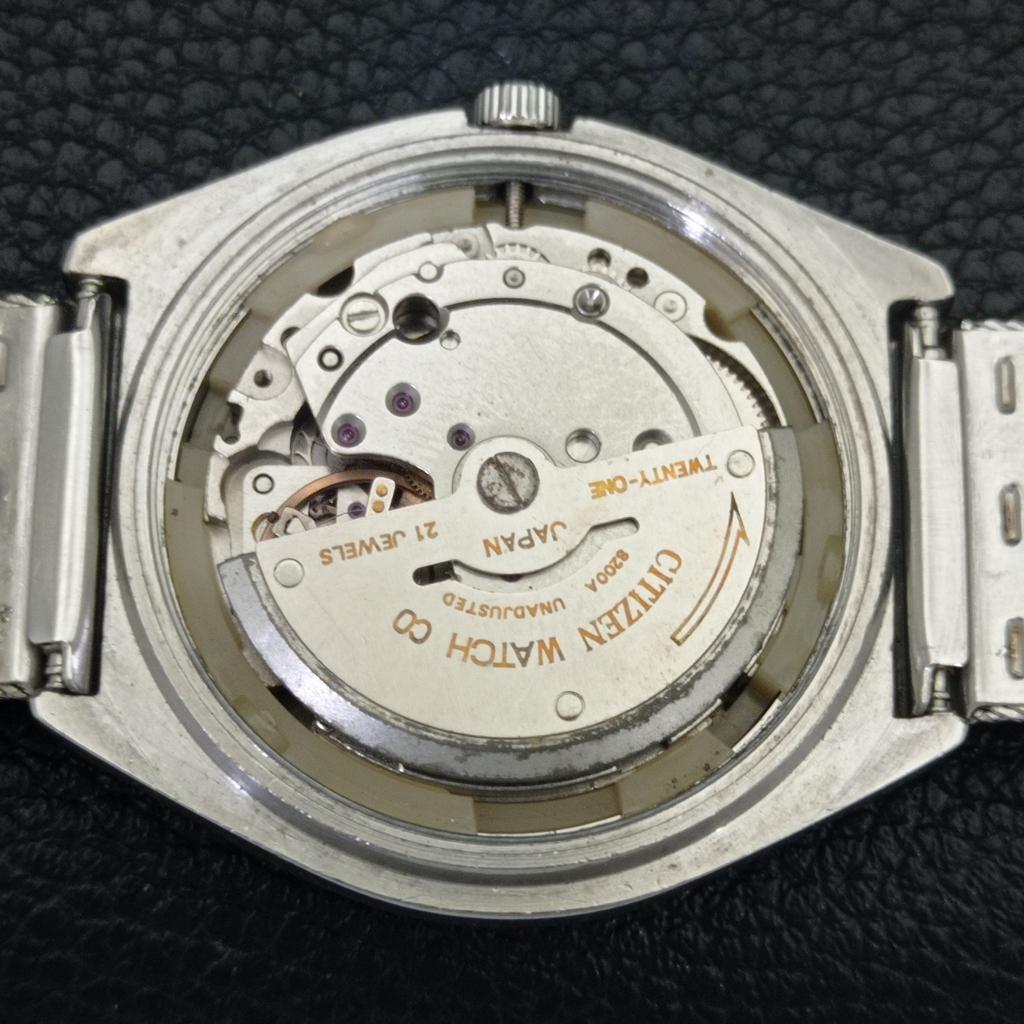 JAPAN VINTAGE CITIZEN AUTOMATIC 8200 MENS BLACK COLOR DIAL WATCH A702758-1 R210-a702758