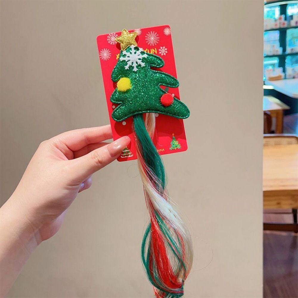 1/2Pcs Vibrant Festive Hairpin Ornament Santa Claus Wig Braid Hair Tie  Christmas Party
