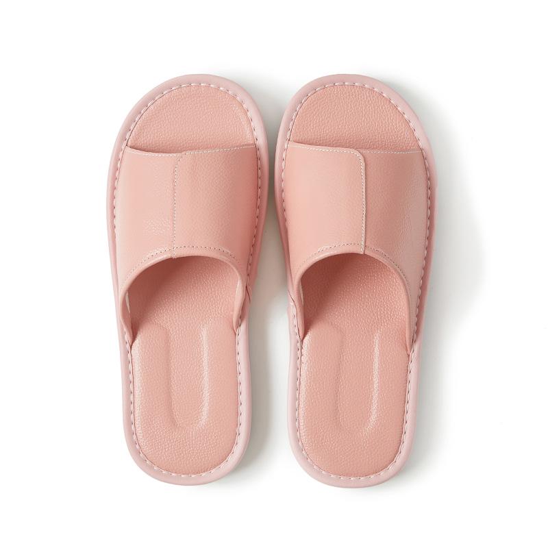 

Мужские большие тапочки из натуральной коровьей кожи — нескользящие, летние, удобные для дома, доступны большие размеры 37-38 розовый