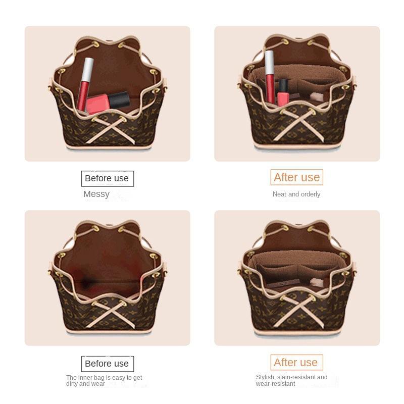 EverToner Bag Organizer Insert For l-v Noe Organiser Felt material Divider Shaper Protector Compartment Inner Bag Accessories
