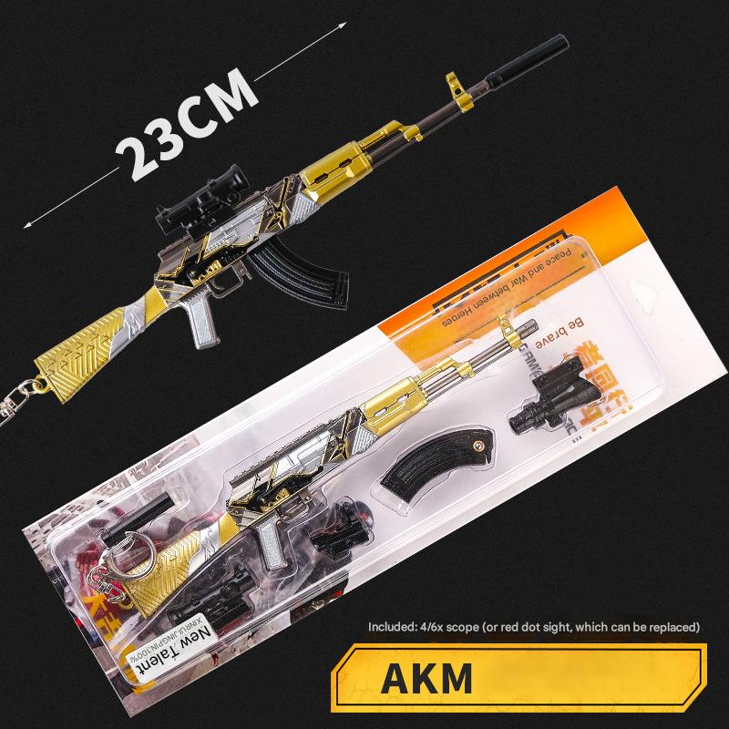 1/6 23cm Zinc Alloy AKM Metal Model Miniature Toy Removable Magazine Muzzle Accessory Sight Game Peripheral Collection Gift