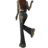 Retro Micro-pull Jeans Women's Autumn New High-waisted Burrs Flared Pants Niche Design Horseshoe Pants Tide