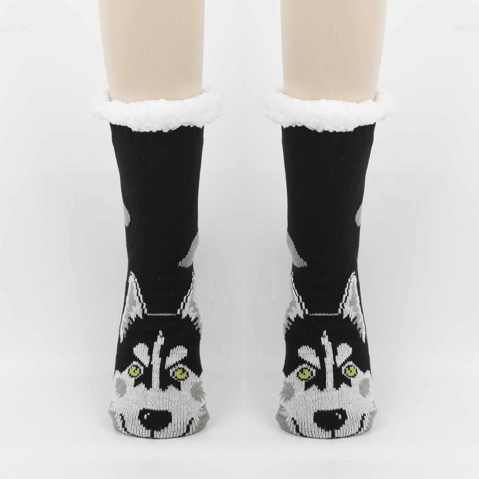 

Women s Floor Socks With Plush And Thickened Animal Snow Socks One Size чёрный