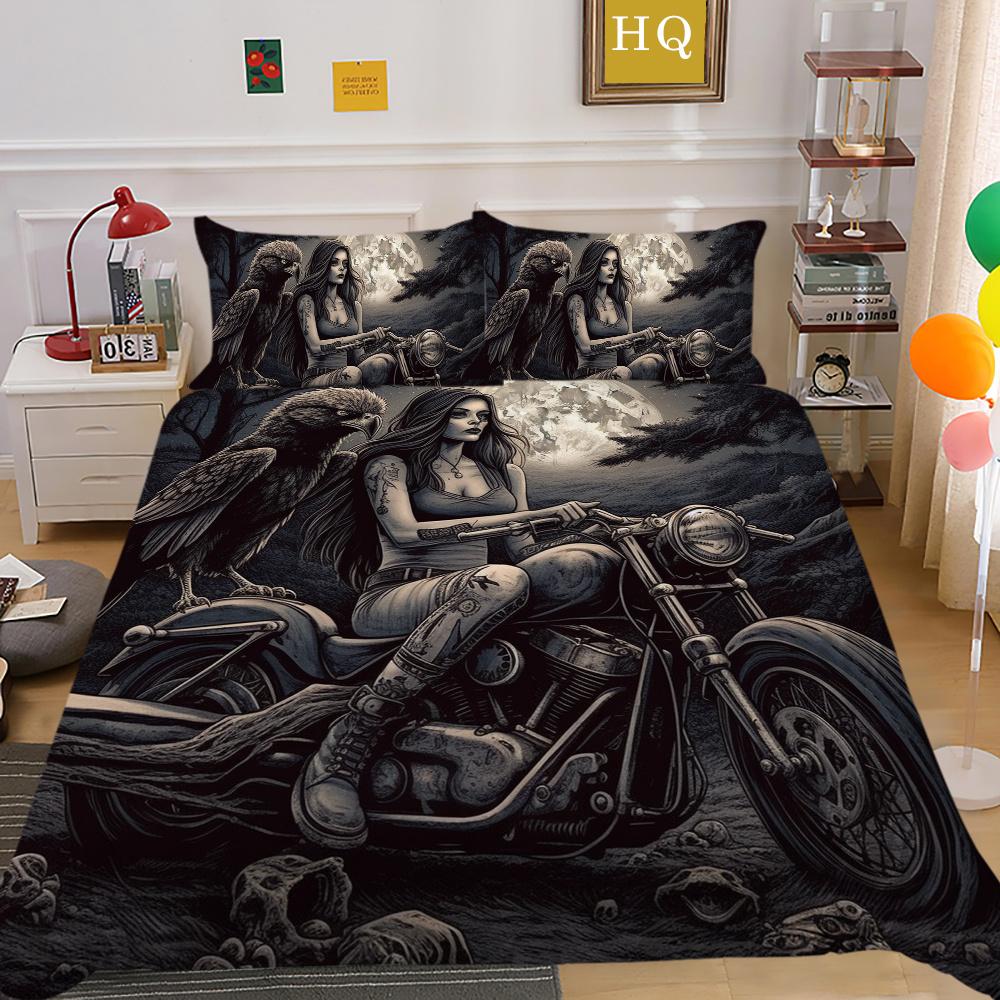 Bedruckter Bettbezug „Beauty Skull“ für Doppelbett, Mikrofaser, für Teenager, coole Mode, hochwertige Heimtextilien