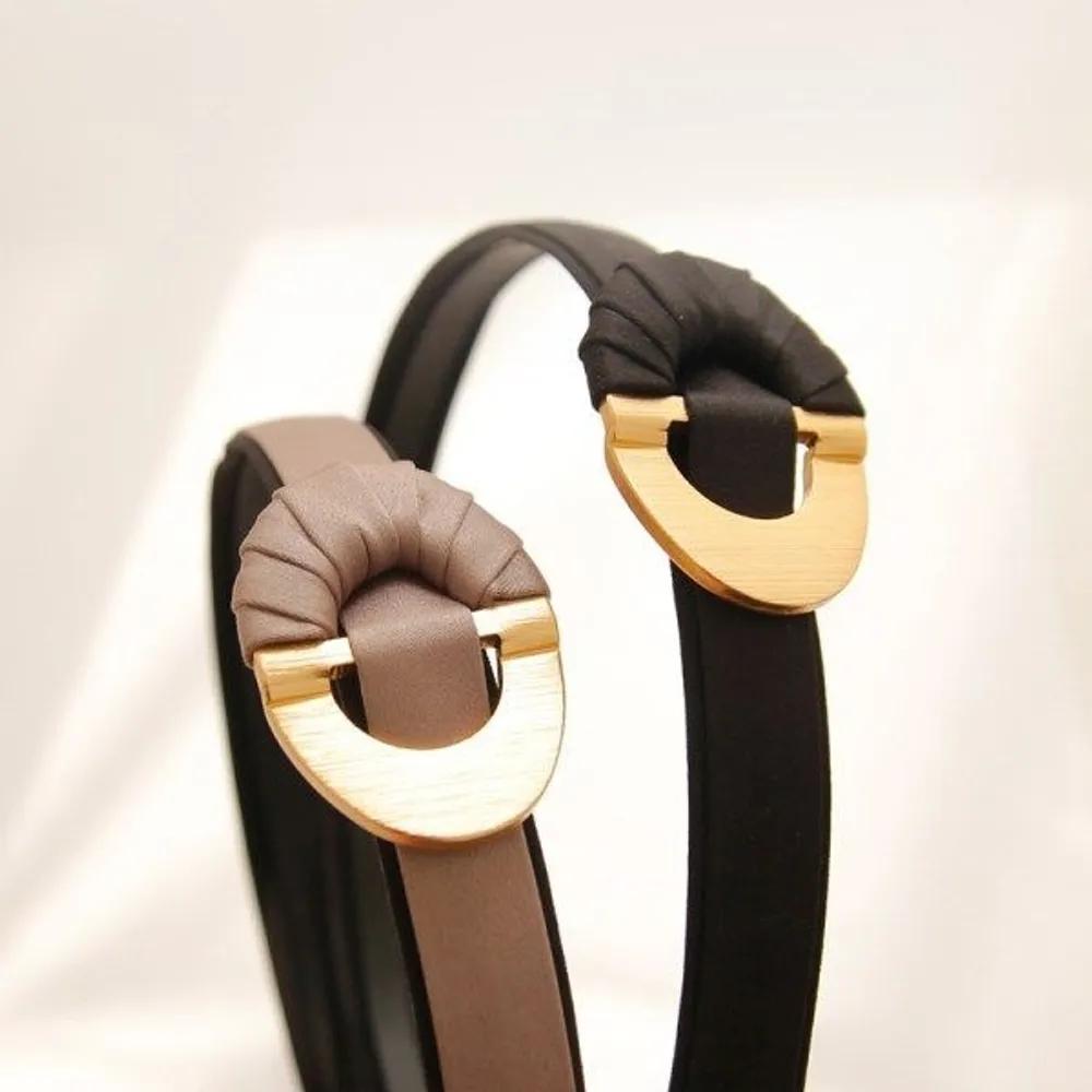 J Lauren Gold Metal Pendant Point Satin Hairband H01084 brown