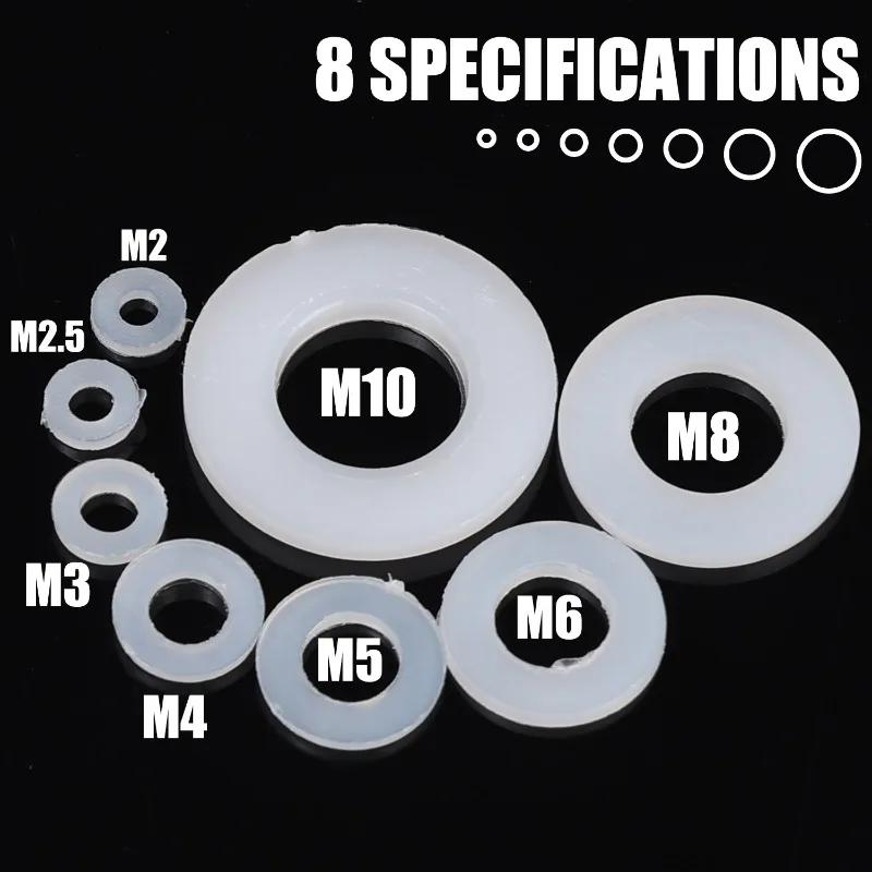 Nylon Flat Washers Assortment Kit Universal Hose Leak-proof Sealed Washers M2 M2.5 M3 M4 M5 M6 M8 M10 Insulation Gasket Rings
