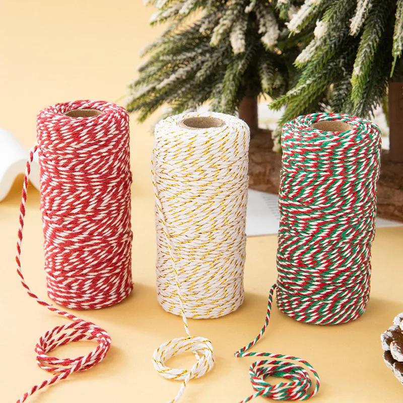 100 Meter/Roll Two Colors Cotton Baker Twine Rope Cord DIY Gift Crafts Wrap Christmas Wedding Decoration Gift Packaging String