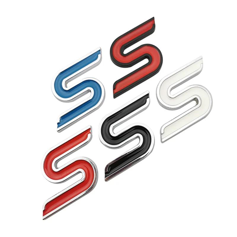 3D Metal S Front Grille Chrome Emblem Badge Car Stickers Decals for Ford Focus Fiesta Ecosport Kuga Mondeo Everest Car Styling