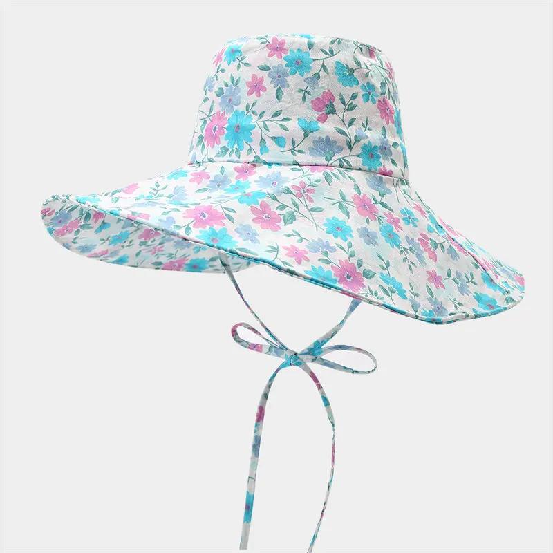 Lente En Zomer Polyester Bloemenprint Bucket Hat Vissershoed Outdoor Reizen Zonneklep Voor Mannen En Vrouwen 164 white