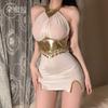 Western Girl War Robe Pure Lust Sexy Female Pajamas Nightclub Maid Uniform Cosplay Neck One-piece Hip-wrapped Skirt
