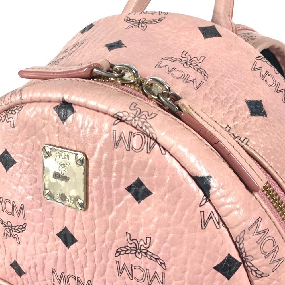 MCM Visetos Logo Backpack Bag Backpack Leather pink