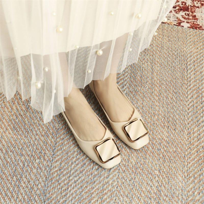 2025 New One-pedal Flat-bottomed Shallow-mouth Single Shoes Women's Spring and Autumn Gentle Evening Comfortable Soft-soled Versatile Doudou Shoes