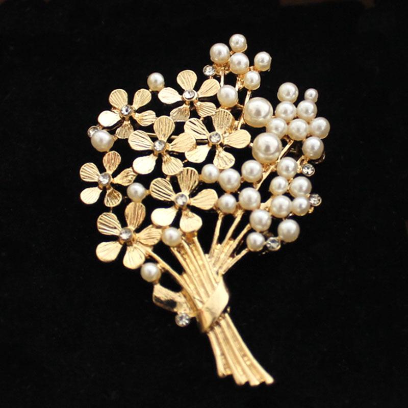 Elegant Retro Bouquet Pearl Brooch - European, American, Japanese & Korean Fashion