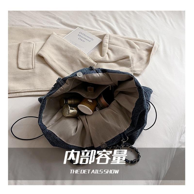 Personalized Hundred Denim Chain Tote Bag Drawstring Shoulder Underarm Bag