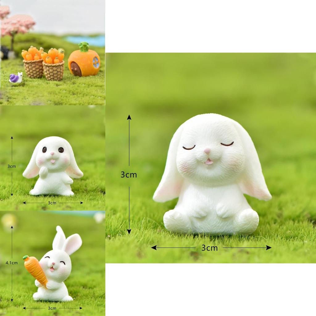 Realistic Rabbit Eat Carrot Diy Resin Figurine Enhancing Miniature Flowerpot Displays