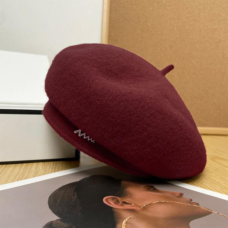 

Temperament wool beret autumn and winter retro painter hat fashion versatile warm octagonal hat
