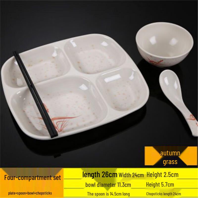 

Jijun Melamine Oval 4-Compartment Dinner Plate