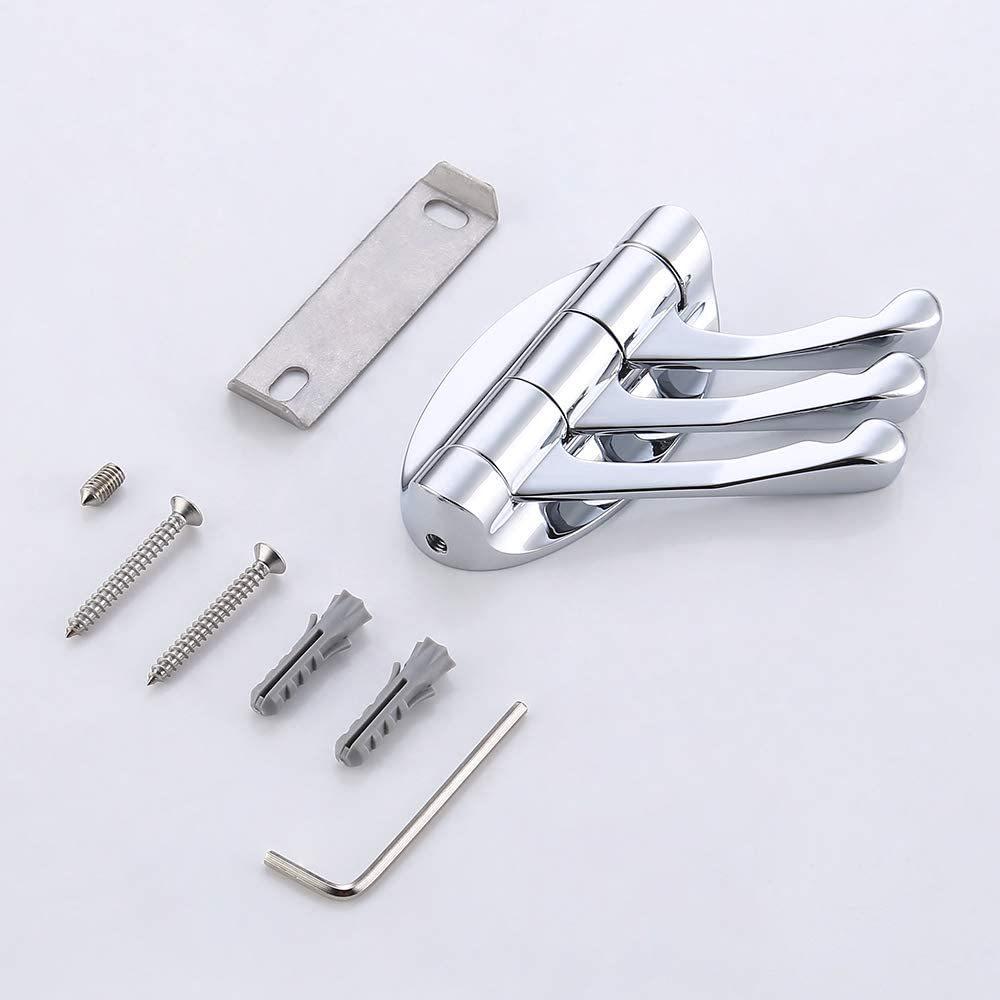 Rotating Kitchen & Bathroom Wall-Mounted Coat Hook with Three Movable Hooks