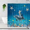 Cartoon Cute Animal Shower Curtain Cat Dog Anime Printed Bathroom Decor 3D Waterproof Bath Fabric Home Curtains For Children