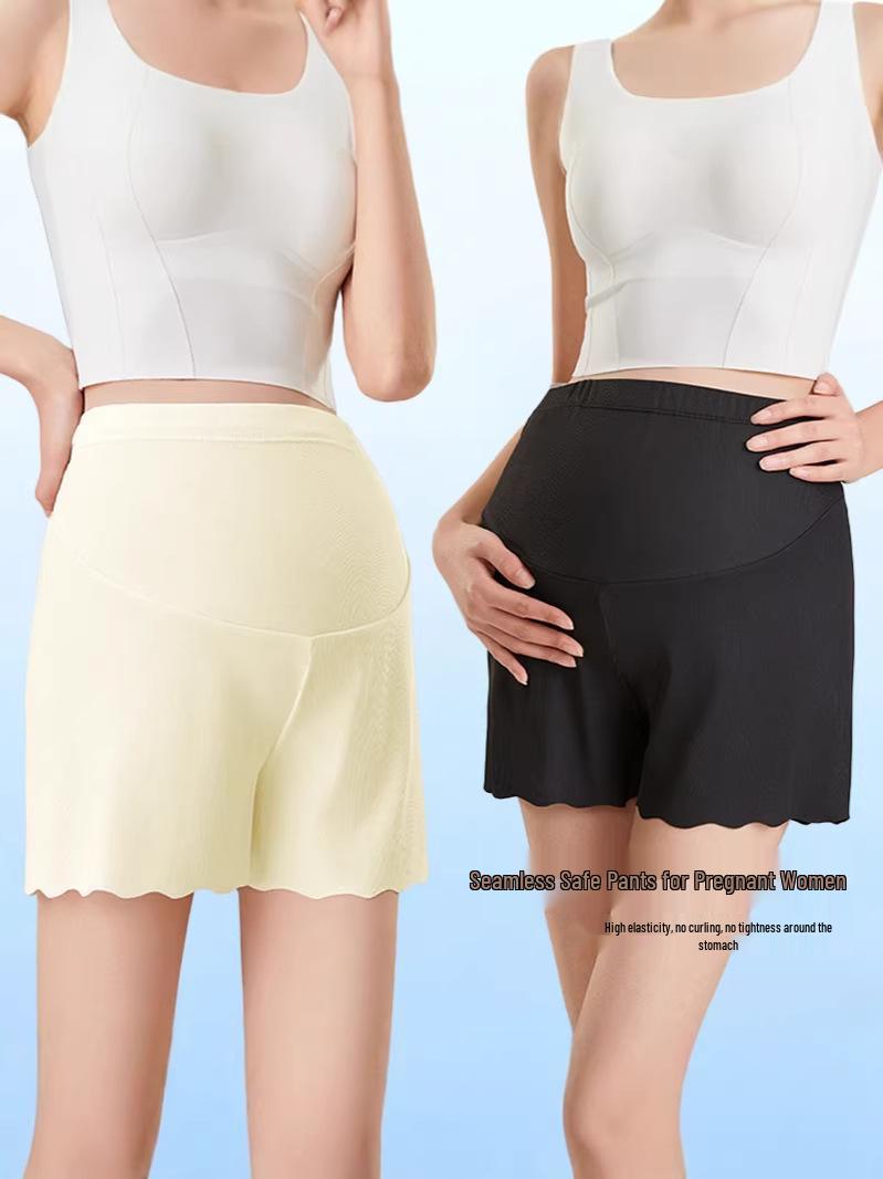 

Summer Ice Silk Maternity Safety Shorts: Thin, Anti-Exposure Belly Support Pants for Pregnancy M [Recommended below 110 jin] абрикосовый