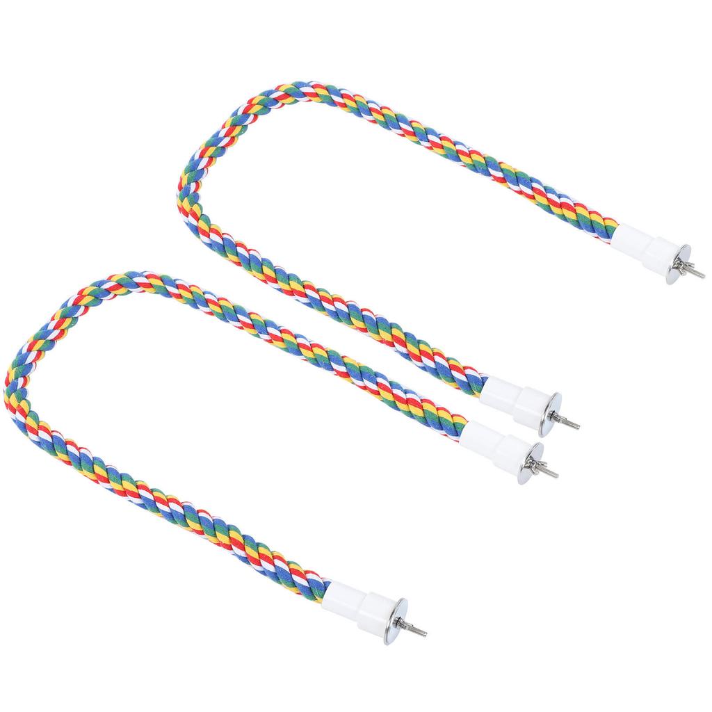 2Pcs Bird Rope Perches Brightly Colored Handmade Chew Toy Parrot Swings Spiral Stand80CM