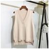 2021 Damski sweter Wiosna Jesień Wełniana kamizelka Bez rękawów z dekoltem w serek Dzianinowe kamizelki Poullover Female