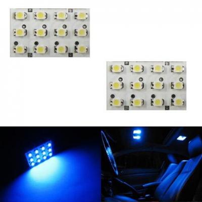 2 X Ultra Blue 12-SMD LED Panel Lights For Interior Map/Dome/Door/Trunk Lights
