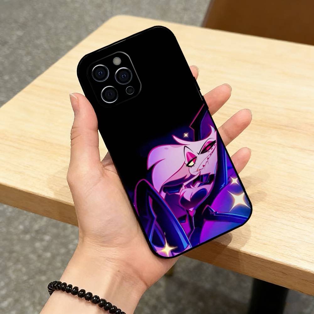 A-Angel Dust H-Hazbin H-Hotel  Phone Case For iPhone 17,16,15,14,13,12,11 Plus,Pro Max,XS,Soft Silicone Black Cover