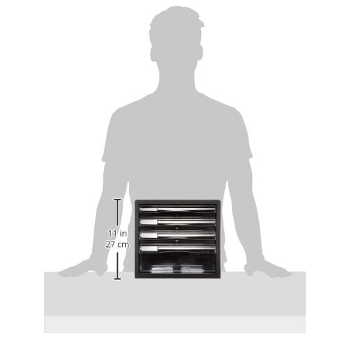 Nakabayashi A4 letter case 4 tiers (3 shallow + 1 deep) Black A4E-04B