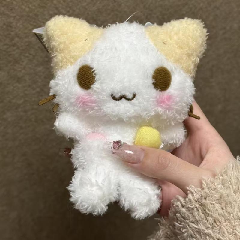 Cartoon Masyumaro Fluffy Cat Stuffed Toy Keychain Kawaii Fuwa Nyanko Cat Marshmallow Kitten Stuffed Animal Keyring Gift