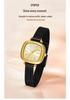 Sleek Black Gold Small Square Quartz Watch, Versatile Steel Band, Waterproof Casual Design