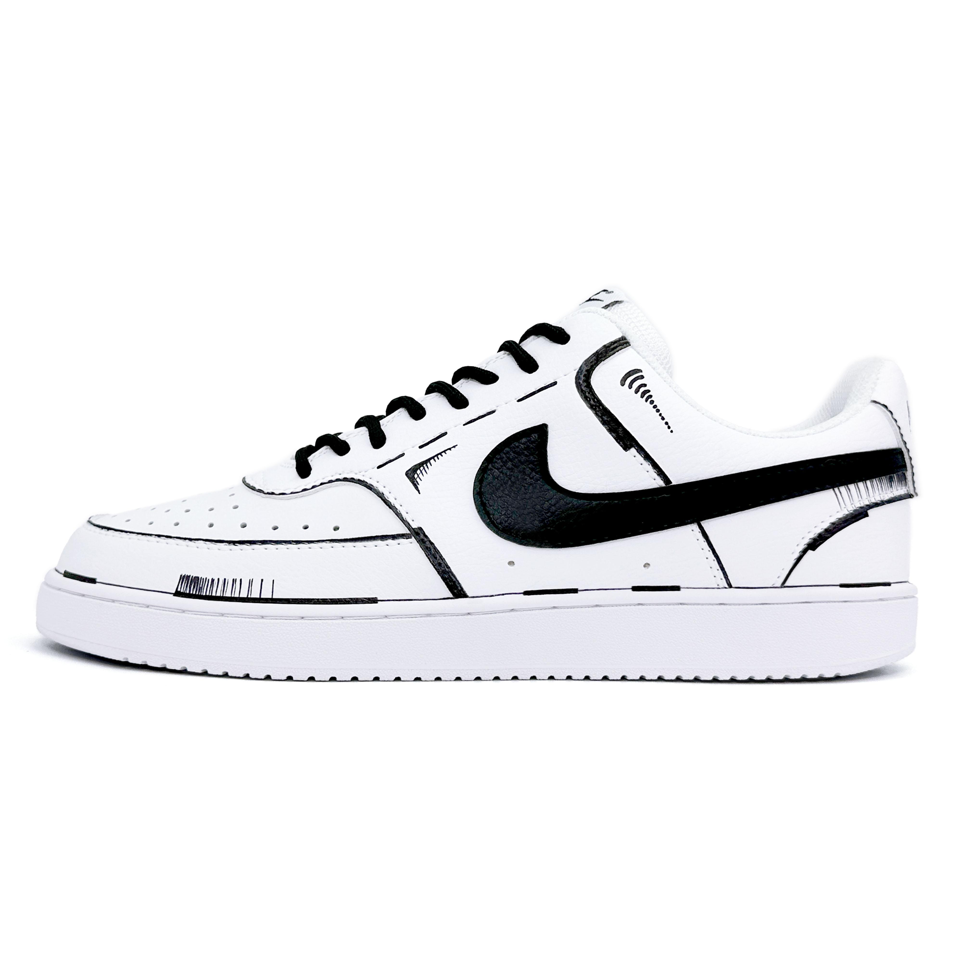 

Nike Court Vision 1 Spacetime Tunnel Slip Resistant Abrasion Resistant Low top Skateboard Shoes Unisex Black White DH2987-101(team488-) 40.5