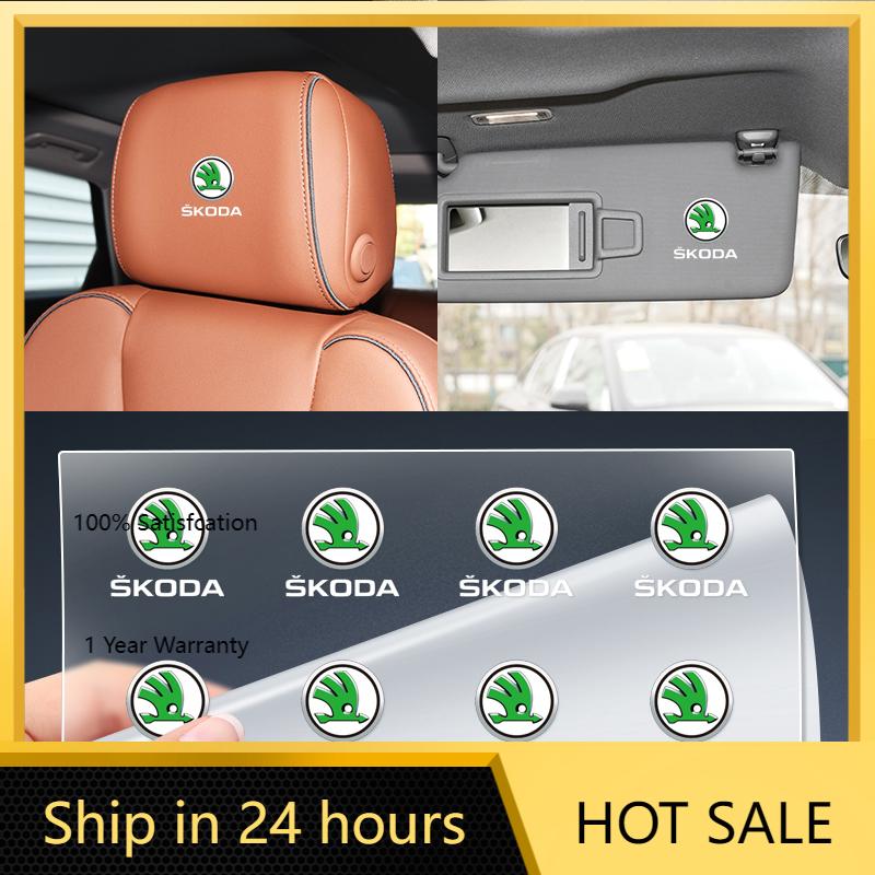 

Car Sticker 2025 Hot Car One-click start Sticker Central control AC Knob Emblem Badge For Skoda Octavia Fabia Kamiq Kapoq Kodiaq 1pcs