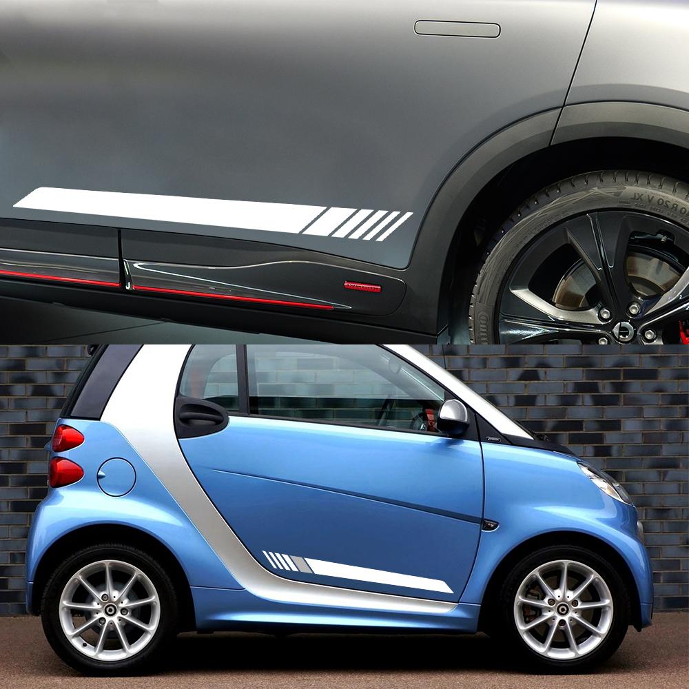 2PCS Car Side Door Vinyl Decals Racing Stripes Decals Sticker Decoration Auto Accessories For Mercedes Benz Smart Fortwo 453 451 LK8