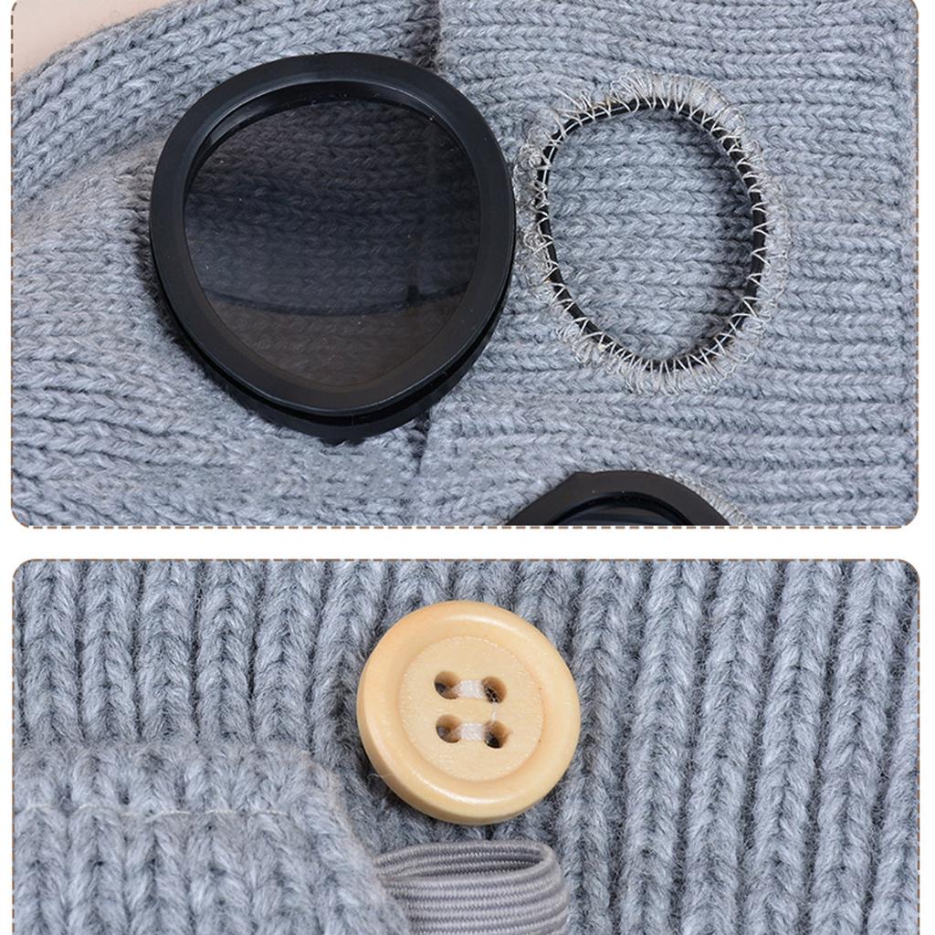 Women's Eyewear With Glasses Velvet Warm Wool Knitted Hat & Face Protection