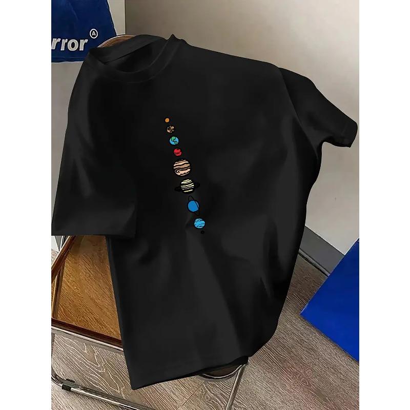 European sizes Fashion Men s T-Shirt, Trendy American Vintage Round Neck Short Sleeve S чёрный