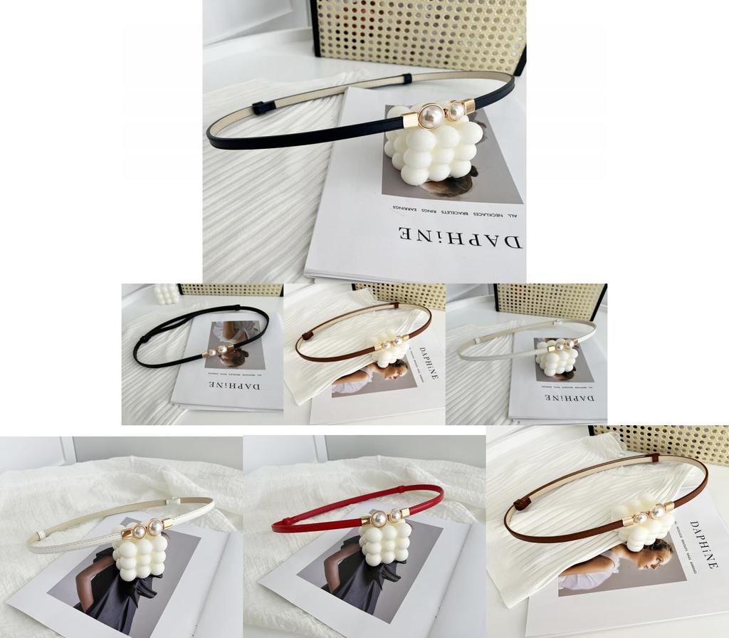 Fashionable Women's Matte Black Belt Adorned With Pearls Ideal For Dresses And Sweaters