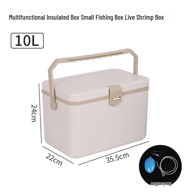 Sea Fishing Insulated Tackle Box with Oxygenator - Lightweight, Refrigerated, and Perfect for Live Shrimp.