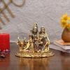Shiva Parvati Ganesh Idol Shiv Parivar Murti Statue Sculpture - Lord Shiva Idols Family Sitting On Nandi Showpiece Figurine